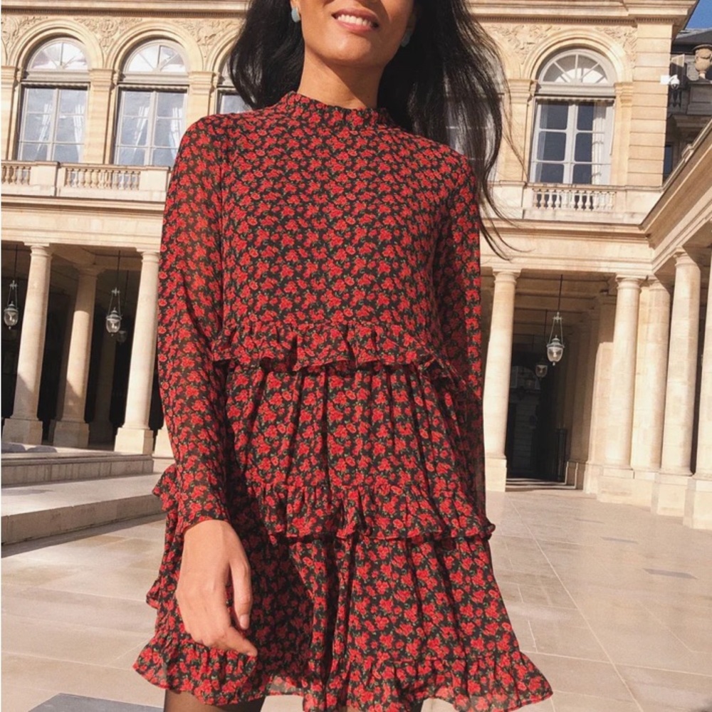 Floral Red Dress